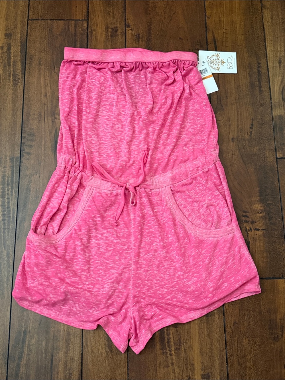 BECCA Pink Strapless One-Piece Romper Swim Coverup